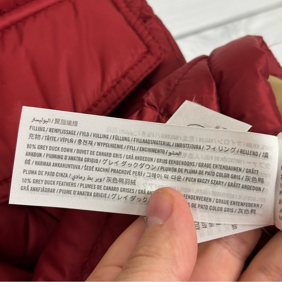 Abercrombie & Fitch Down-Filled Parka Jacket Size XS Raspberry Red Fur Hood - Picture 12 of 16